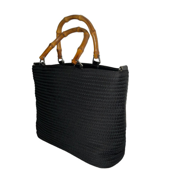 Gucci Black Quilted Bamboo Shoulder Bag 2way Bag with Strap Canvas P.Leather - Picture 6 of 15